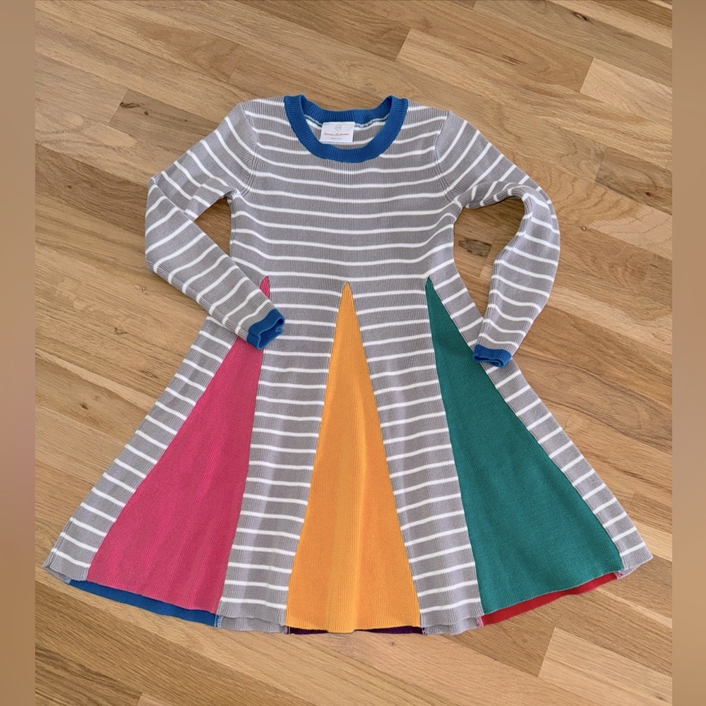 Hanna Andersson Rainbow Sweater Cotton Dress Sz 110